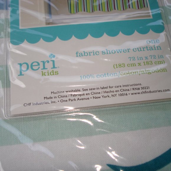 Peri Kids Cute Frog Shower Curtain 100% Cotton Fabric White Multi Color - Picture 8 of 12